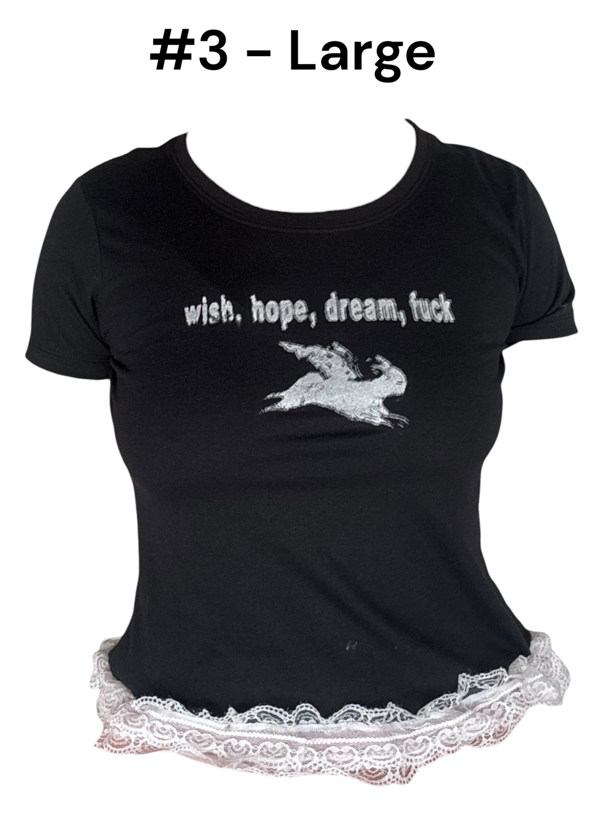 Wish, Hope, Dream, Fuck Ruffle Baby Tee
