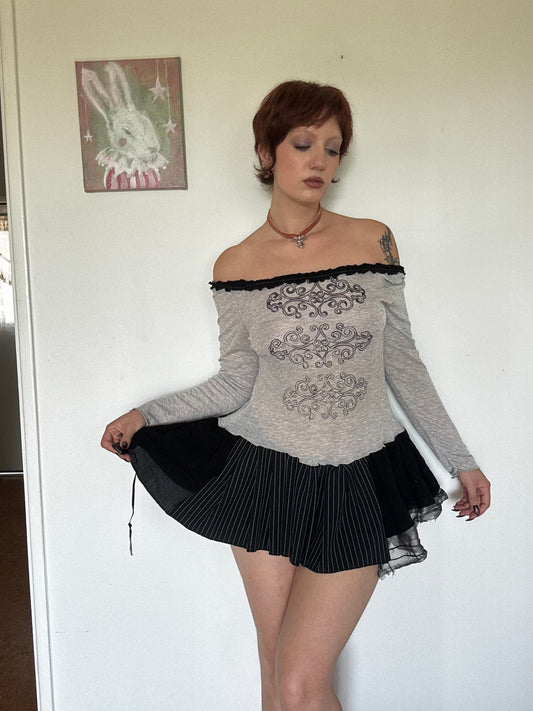 Your Love Grey/Black Drop Waist Mini Dress - M