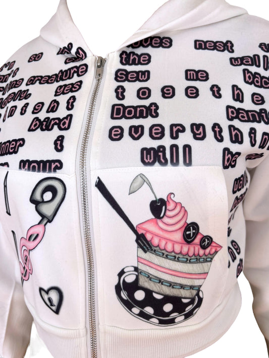 Darling Creature White Cropped Hoodie - M