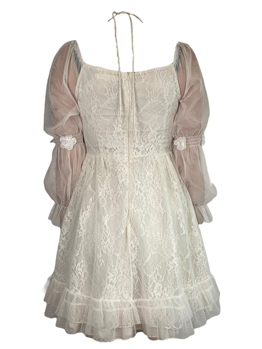 I Love You Bunny Lolita White Lace Dress - M