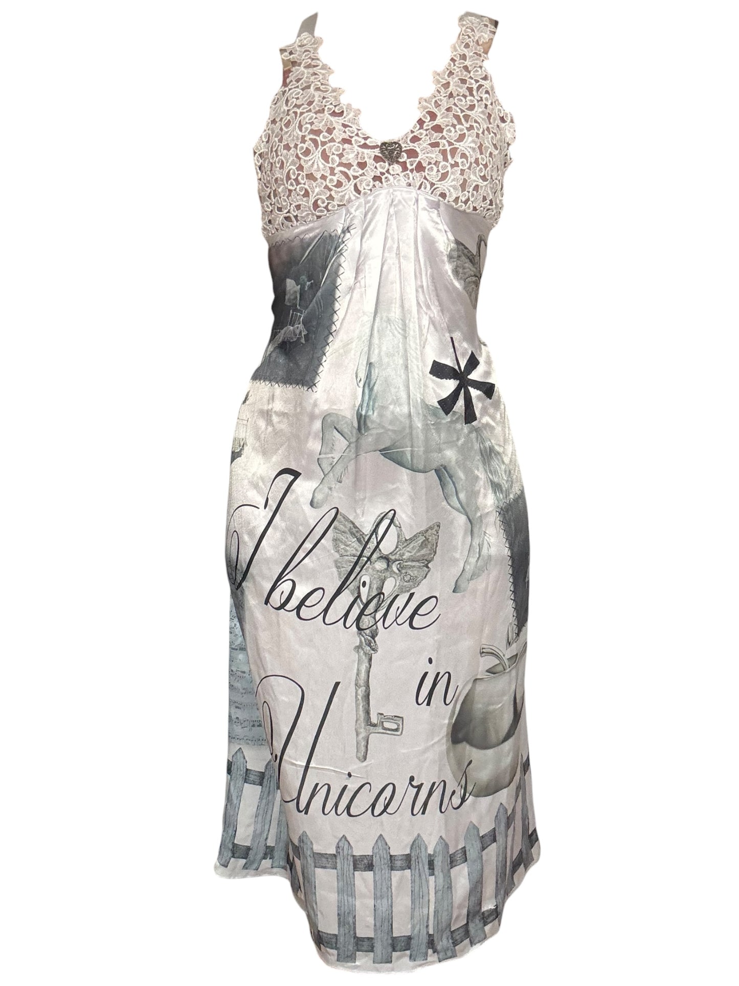 I Believe in Unicorns Dove Slip Gown - L