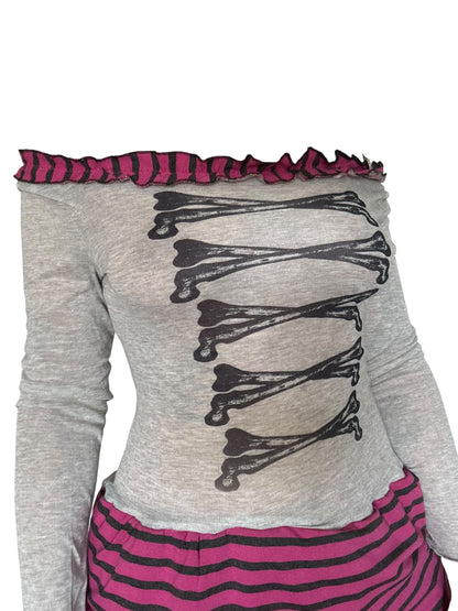 Angel's March Grey/Pink Stripe Bubble Dress - M/L