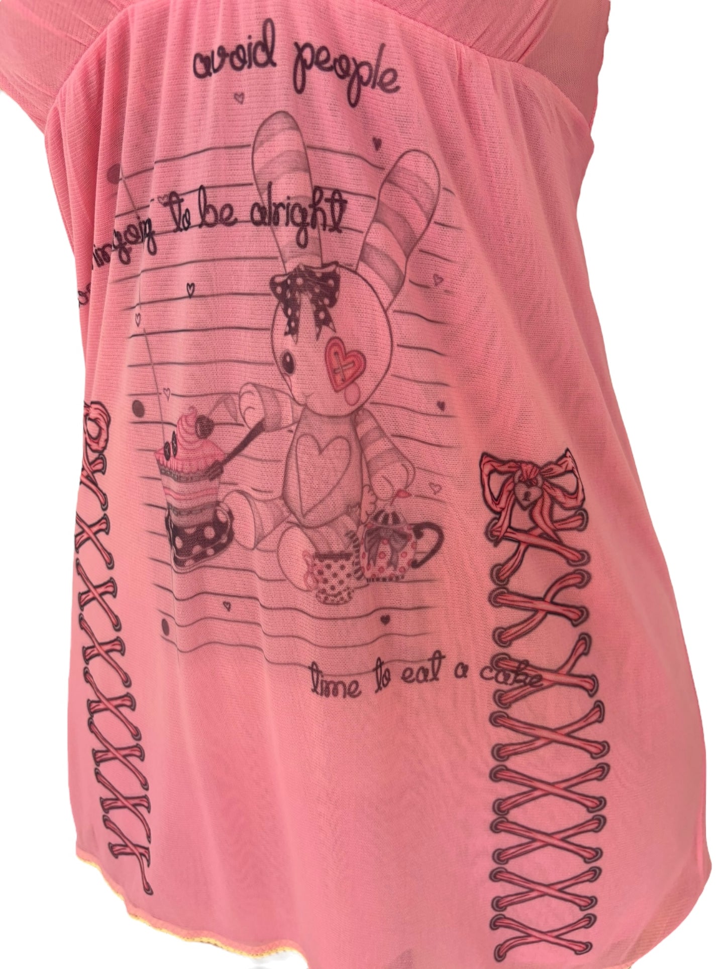 Dear, Bunny Pink + Yellow Babydoll Dress - L