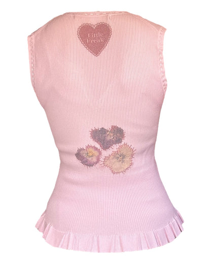Forget Me Not Pink Ribbed Blouse - M