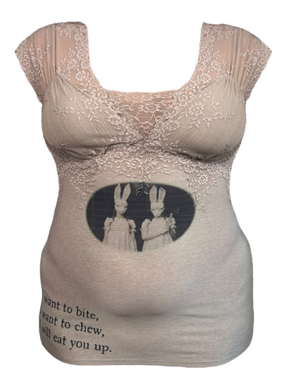 I Love You, Bunny Lacy Babydoll Blouse - L