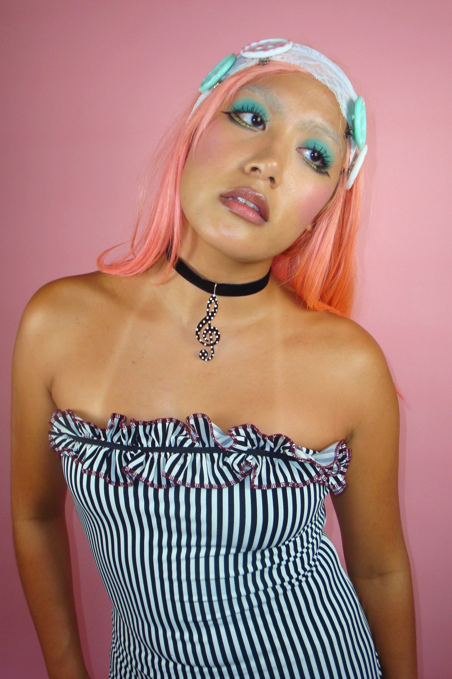 Leonora Striped Ruffle Tube Top - M