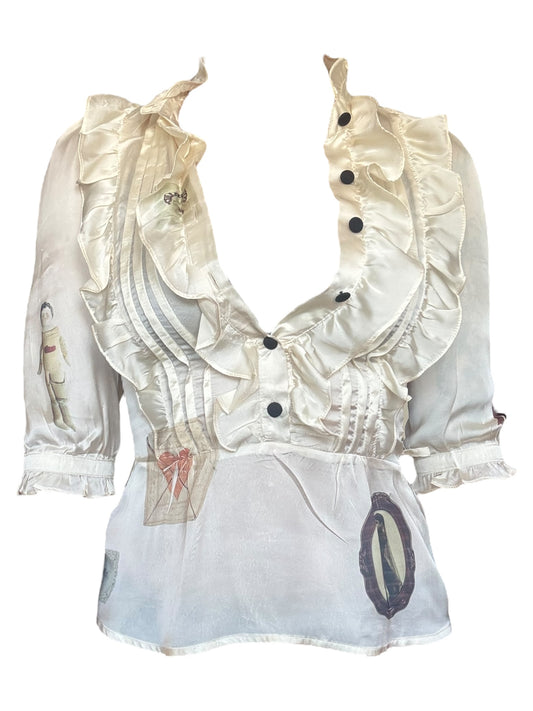 Forget Me Not Ruffled Blouse - S