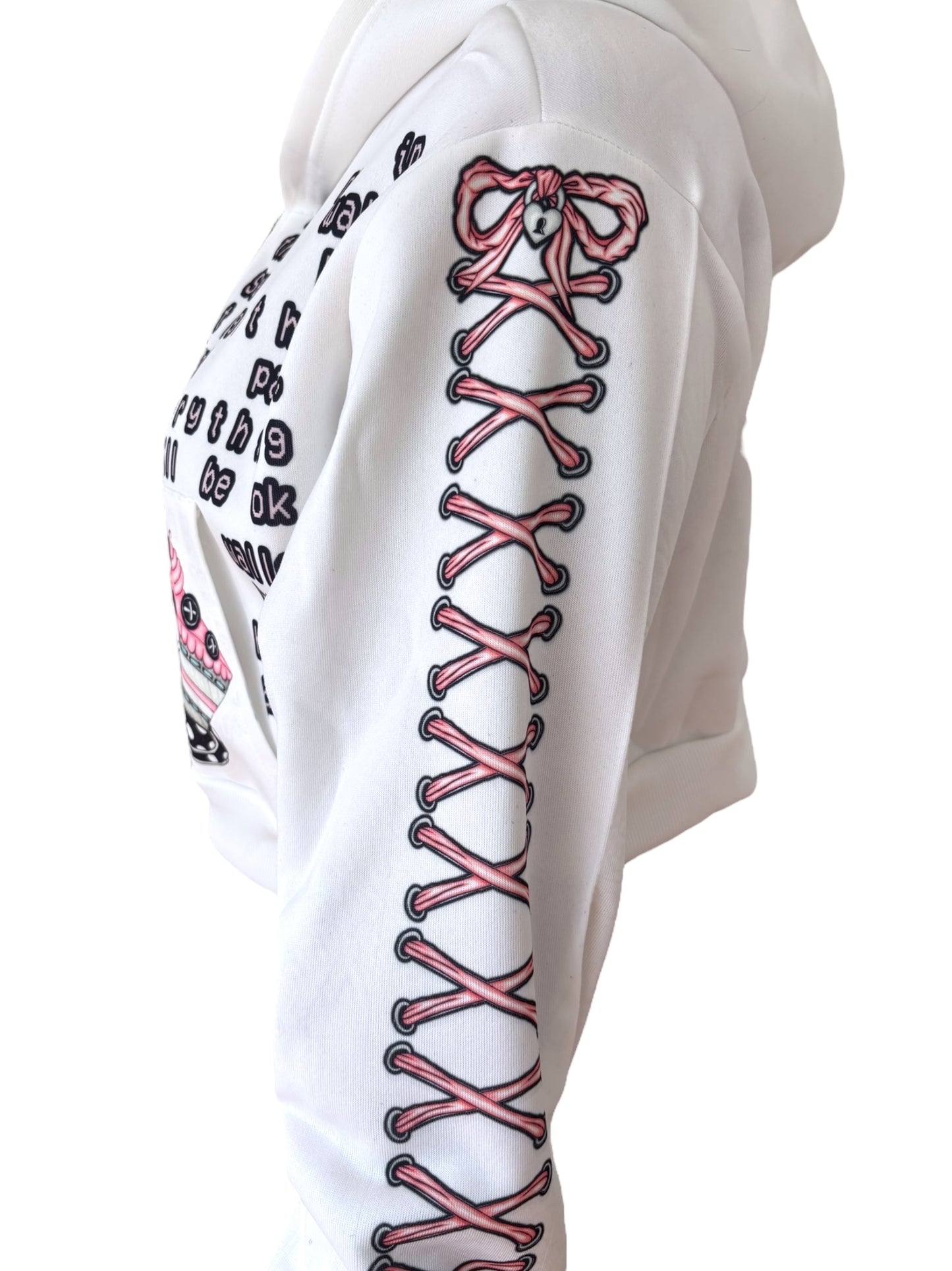 Darling Creature White Cropped Hoodie - XL