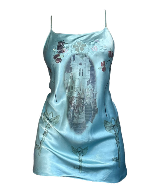 Faeries All Around Me Blue Floral Mini Dress - XL