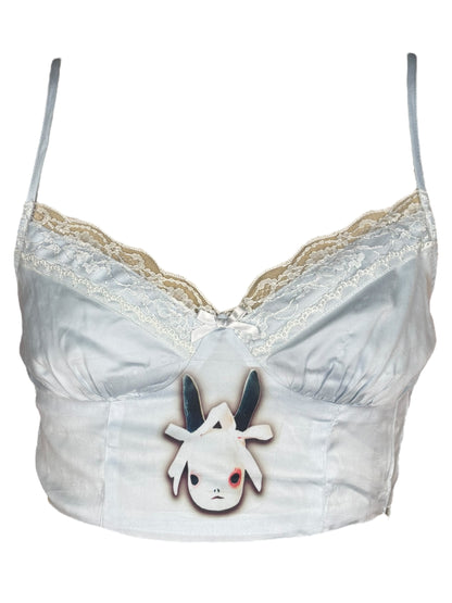 A Hare's Breath Blue Cropped Lace Tank - S