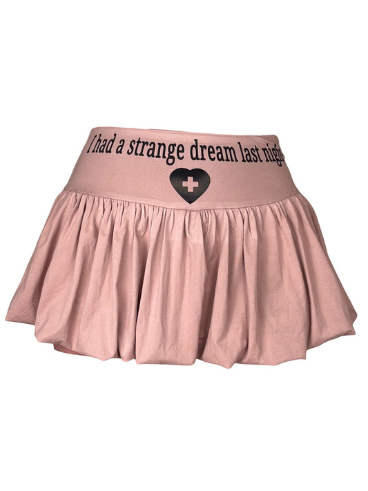 I Had A Strange Dream Last Night Mauve Bubble Mini Skirt - S/M