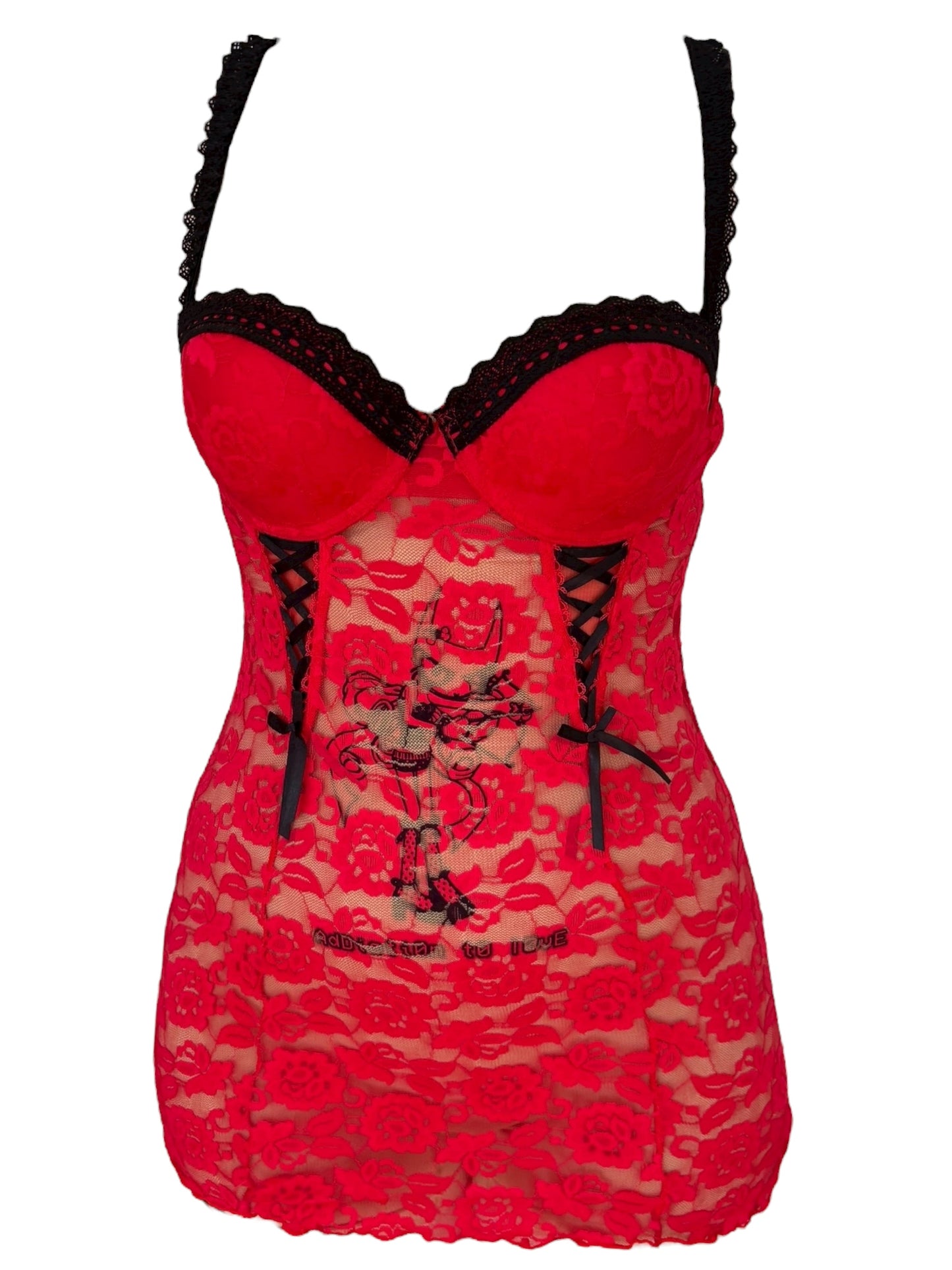 Addiction to Love Red Lace Babydoll Dress - S/M
