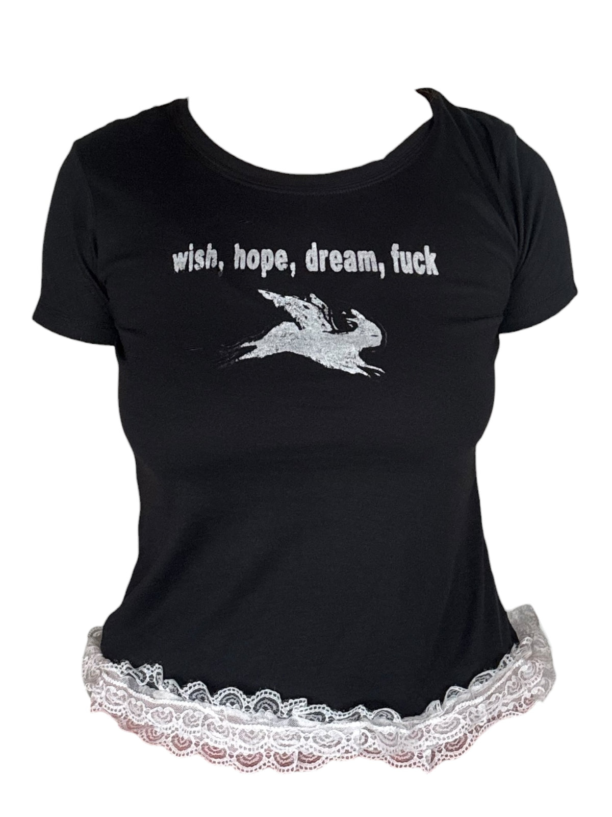 Wish, Hope, Dream, Fuck Ruffle Baby Tee