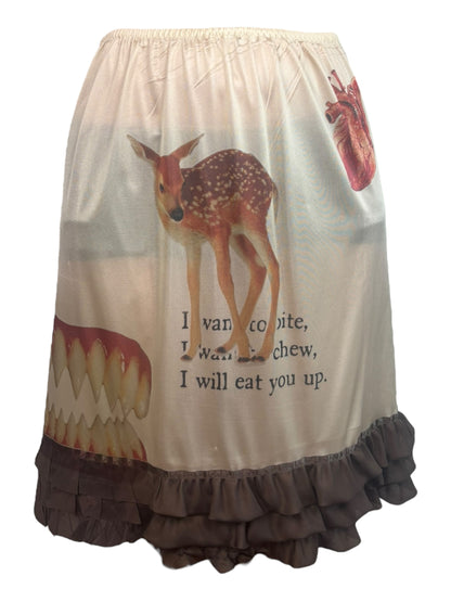 Eat You Up, Deer Tan Ruffle Slip Skirt - L/XL