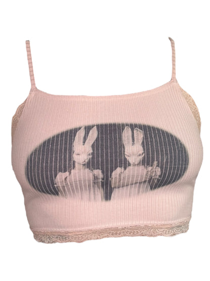 I Love You, Bunny Pink Cropped Tank - S/M