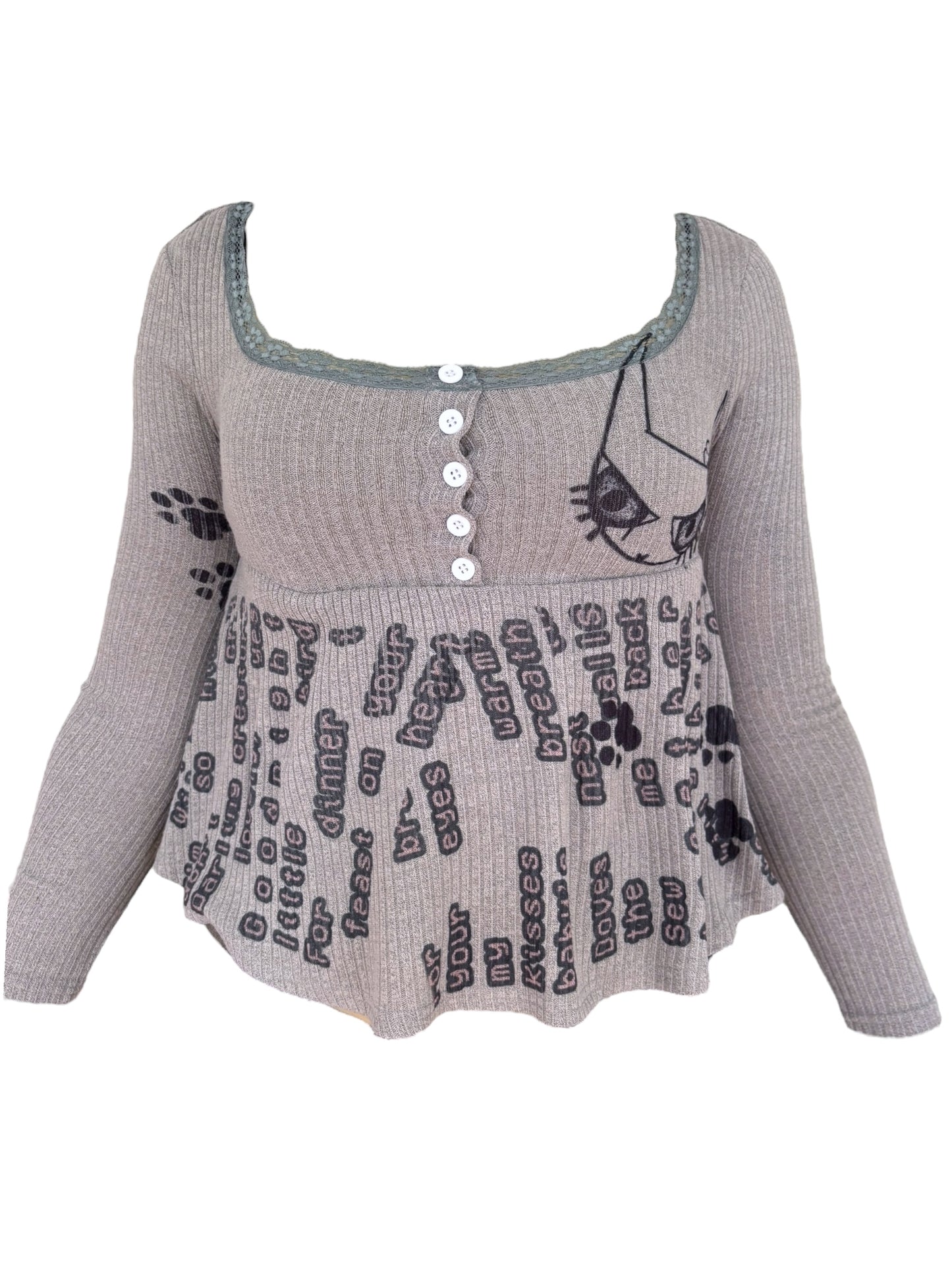 Darling Creature Grey Babydoll Blouse - S