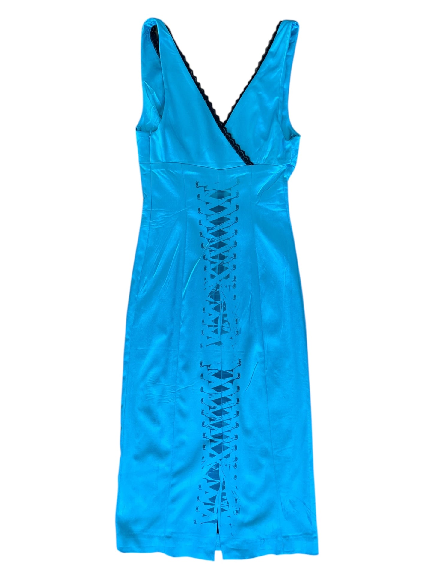 Tied Up Blue Office Siren Dress - XXS/XS