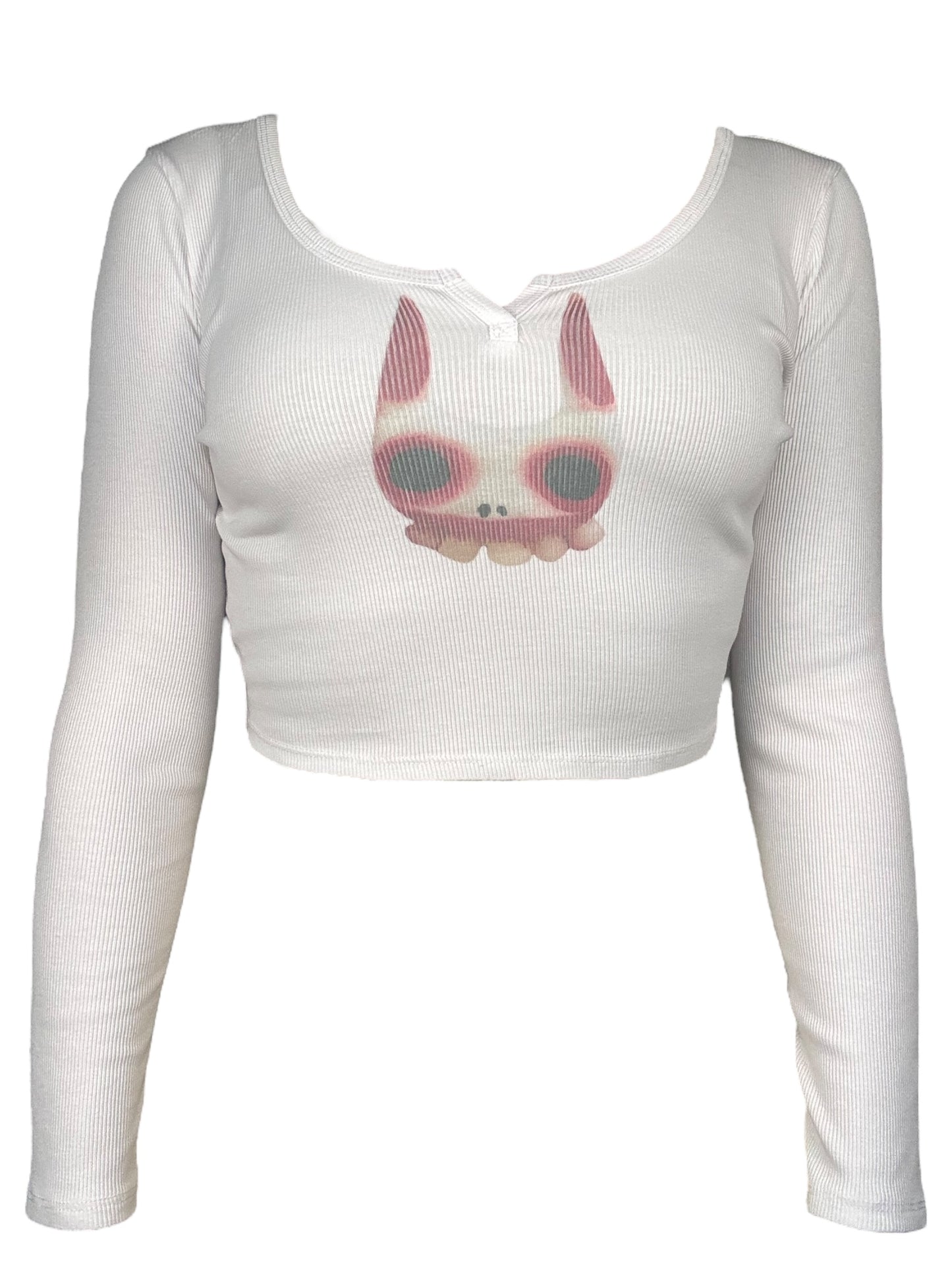 Drusilla's Bite White Henley Cropped Longsleeve - M/L