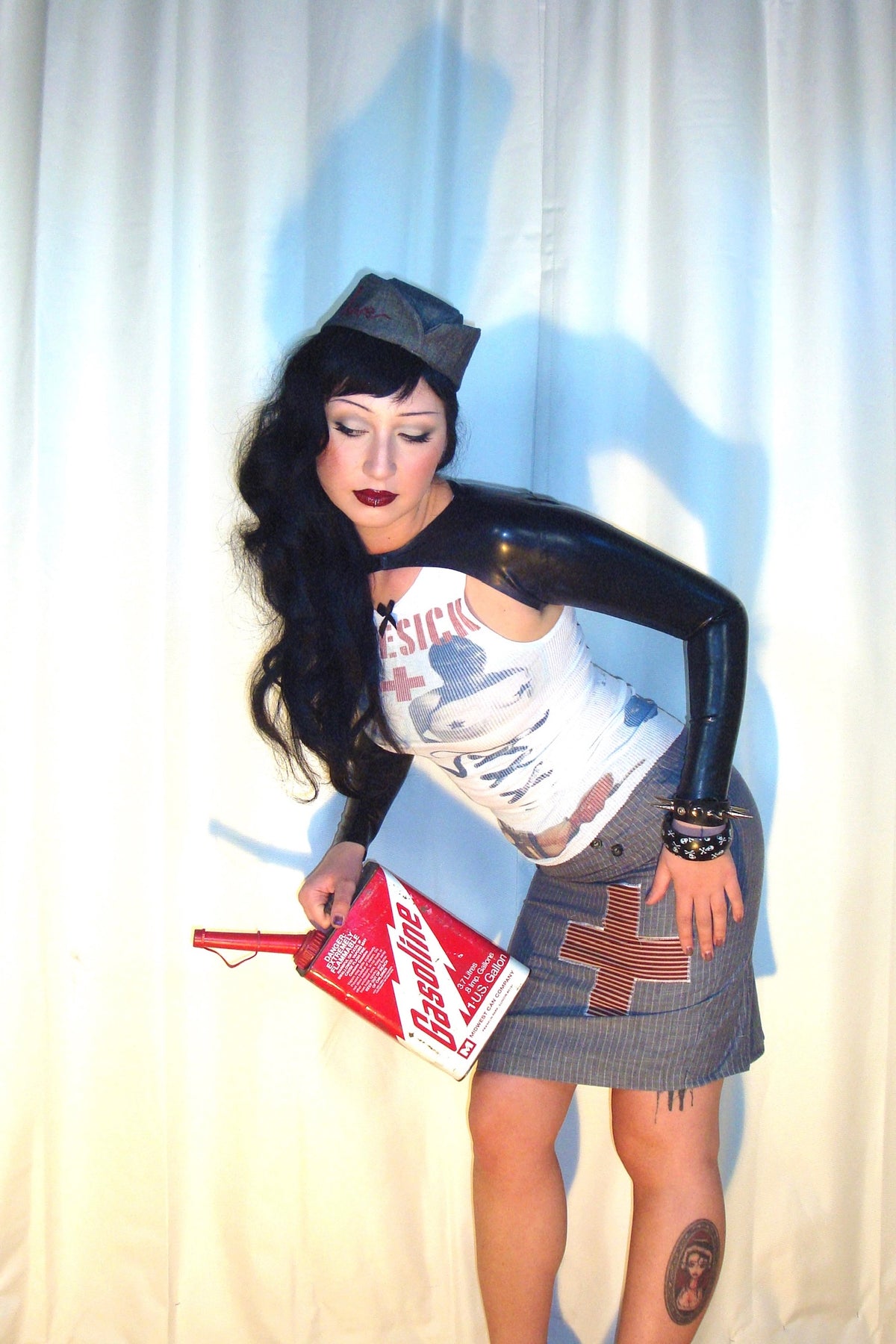 Heart's Disease Grey Pinstripe Skirt - S