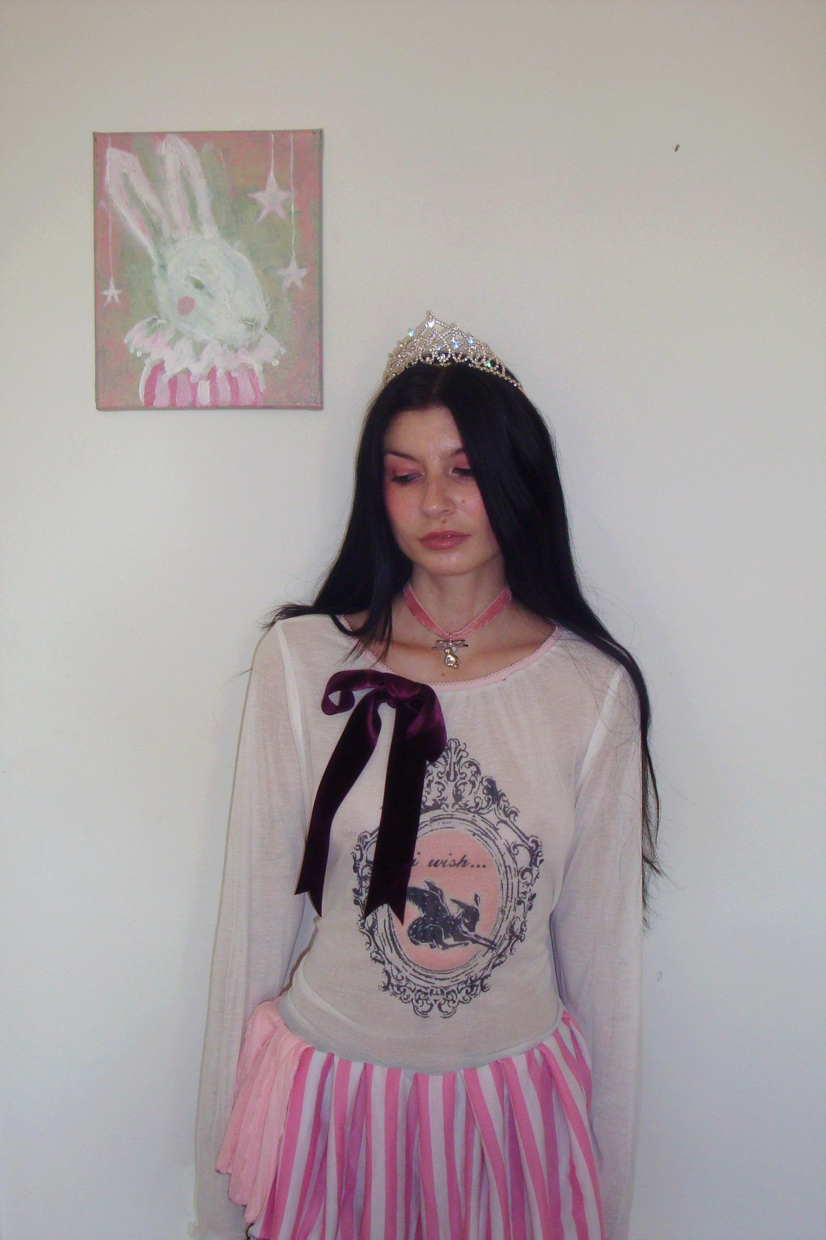 Fledgling Wishes White/Pink Drop Waist Dress - M