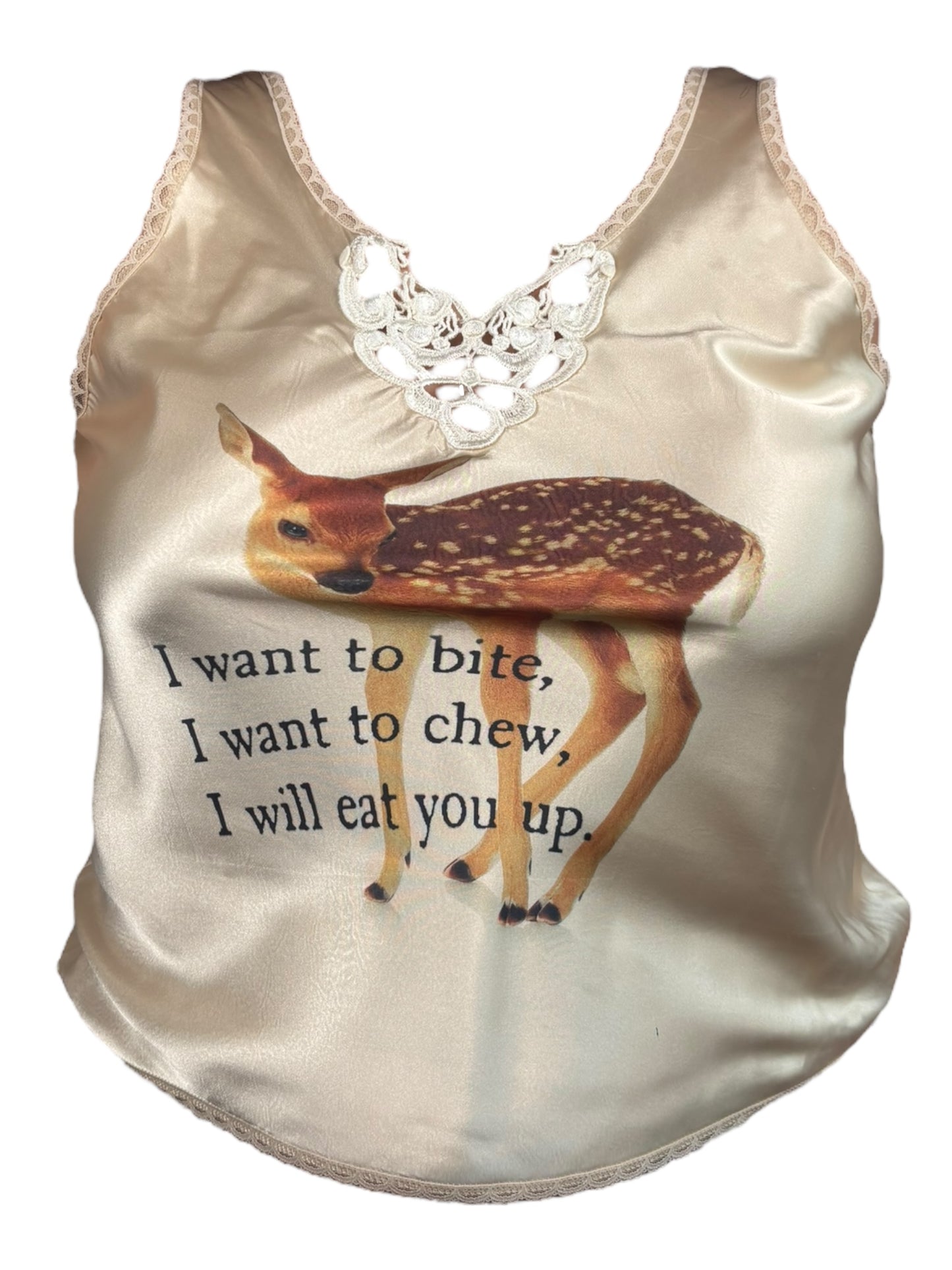 Eat You Up, Deer Champagne Slip Tank - 1X/2X