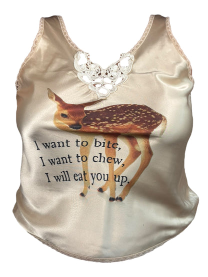Eat You Up, Deer Champagne Slip Tank - 1X/2X