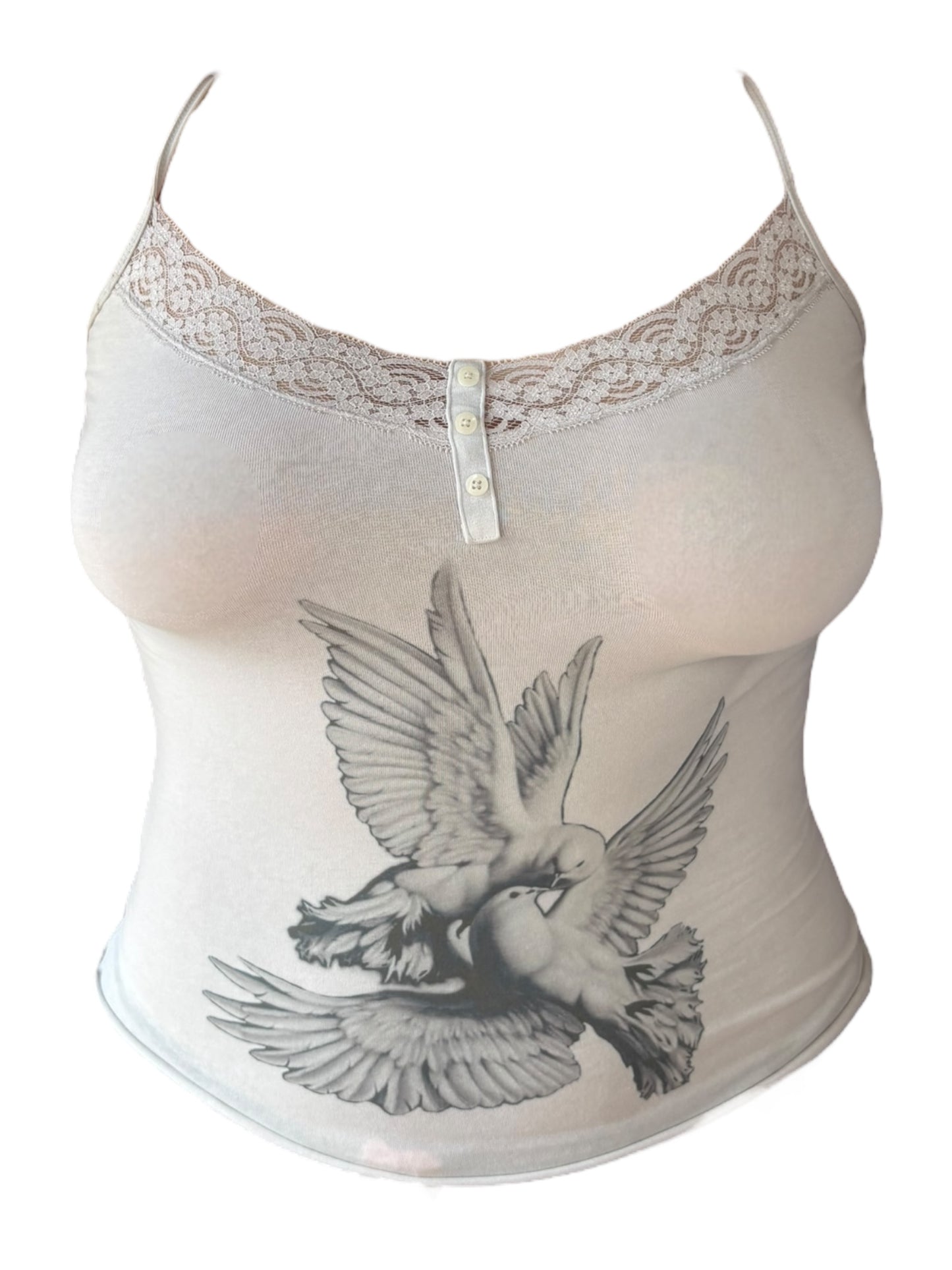 Flitting Doves Grey Tank - M