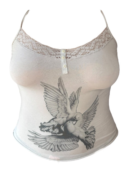 Flitting Doves Grey Tank - M