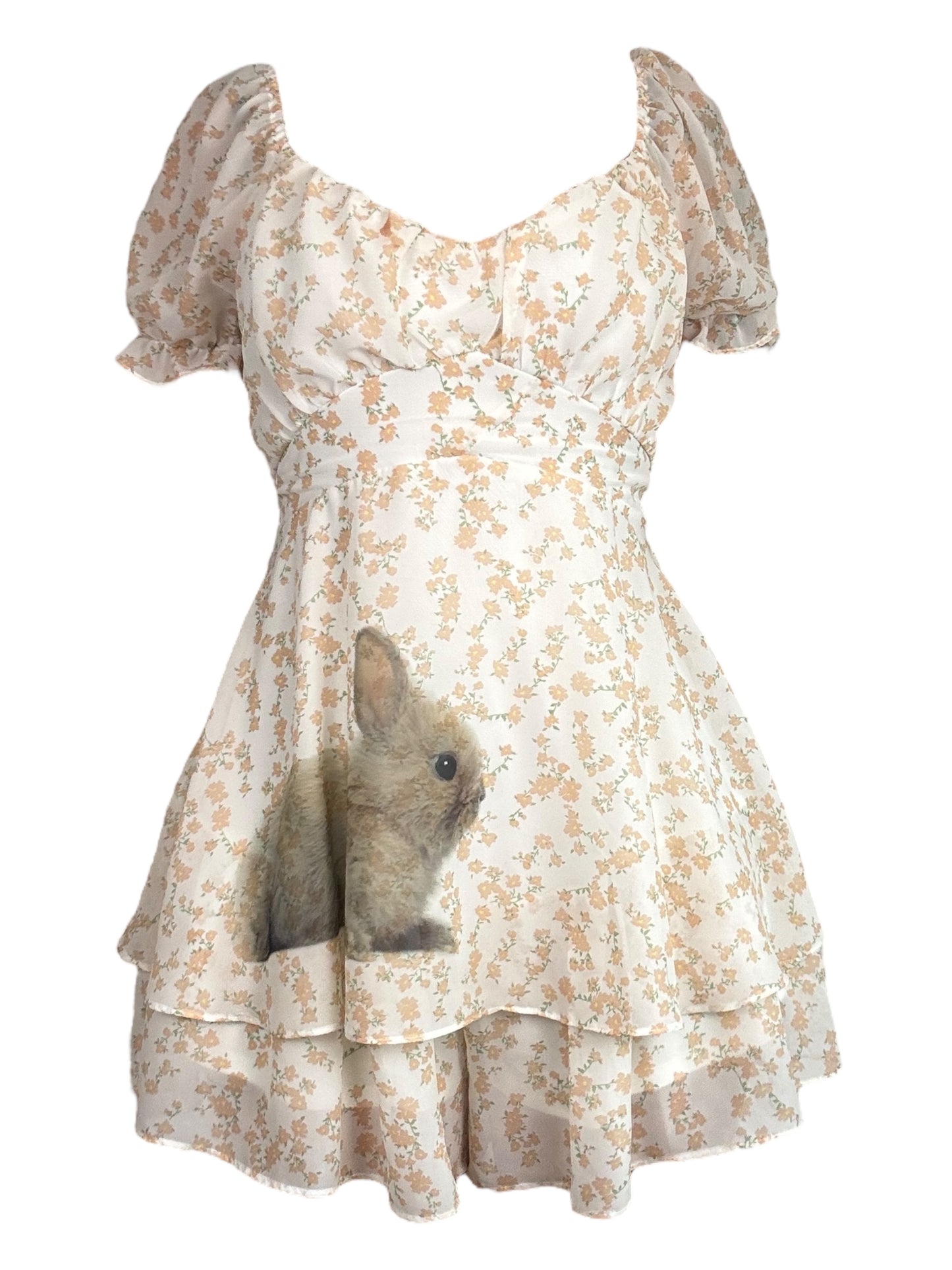 Floral Flutter Bunny Ruffle Dress/Romper - L/XL