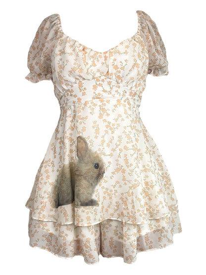 Floral Flutter Bunny Ruffle Dress/Romper - L/XL