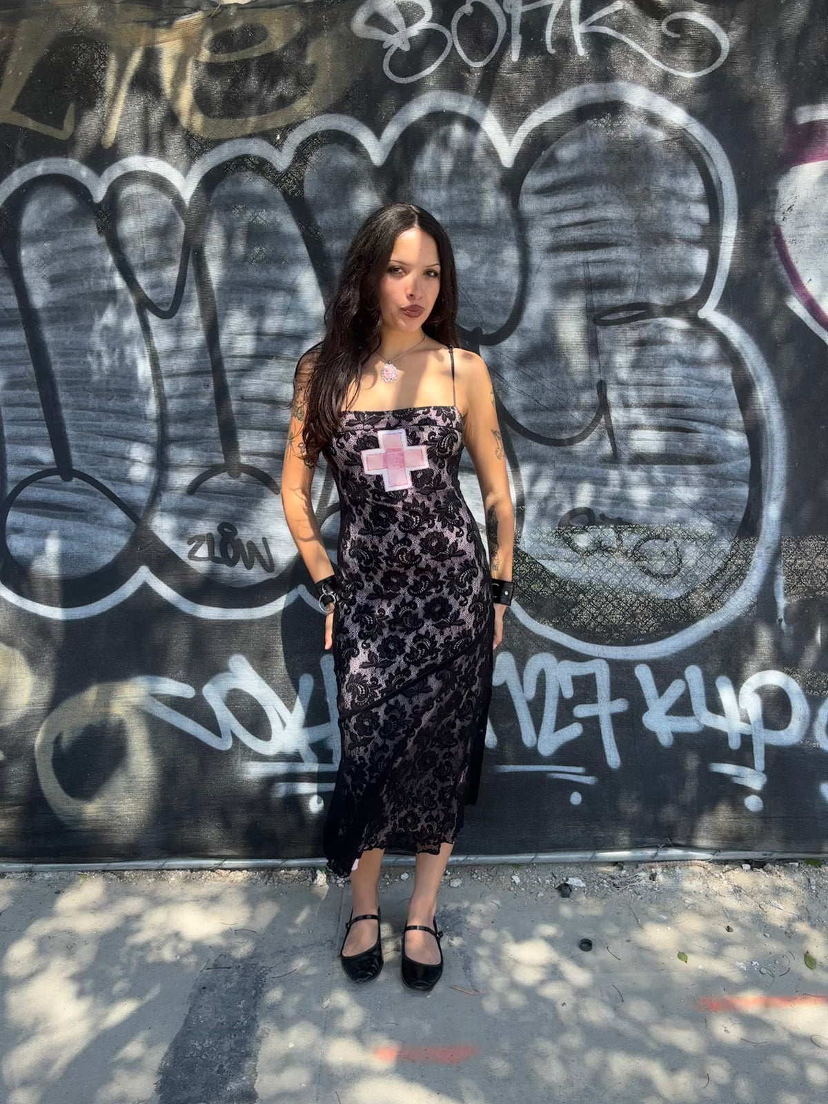 Bandaid Over the Bullethole Lace Dress - S