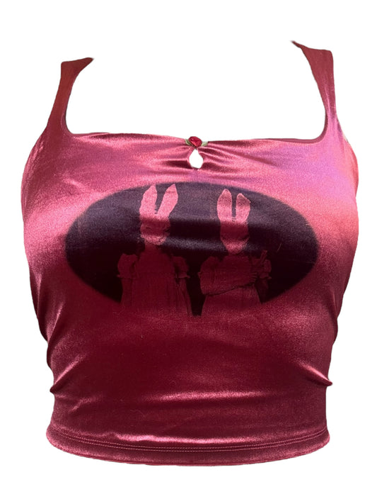 I Love You, Bunny Maroon Velvet Top - XL