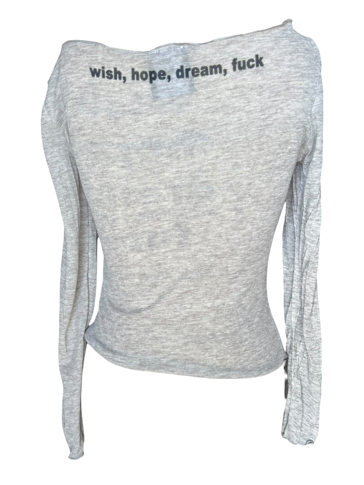 Wish, Hope, Dream, Fuck Grey Longsleeve - M