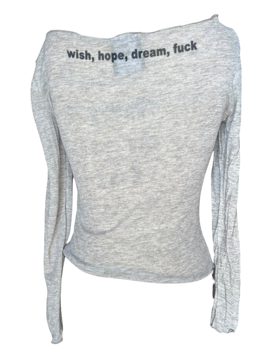 Wish, Hope, Dream, Fuck Grey Longsleeve - M