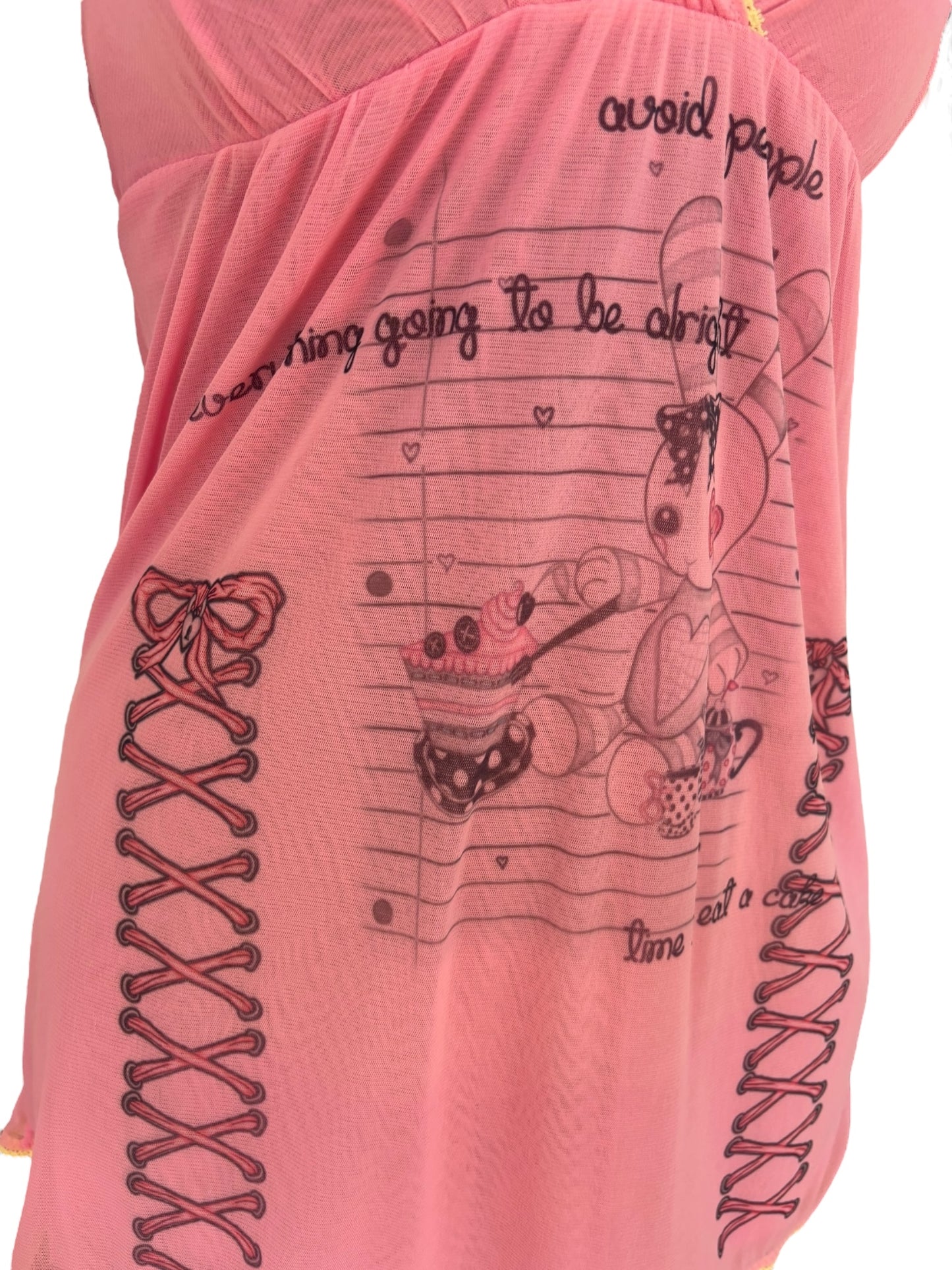 Dear, Bunny Pink + Yellow Babydoll Dress - L