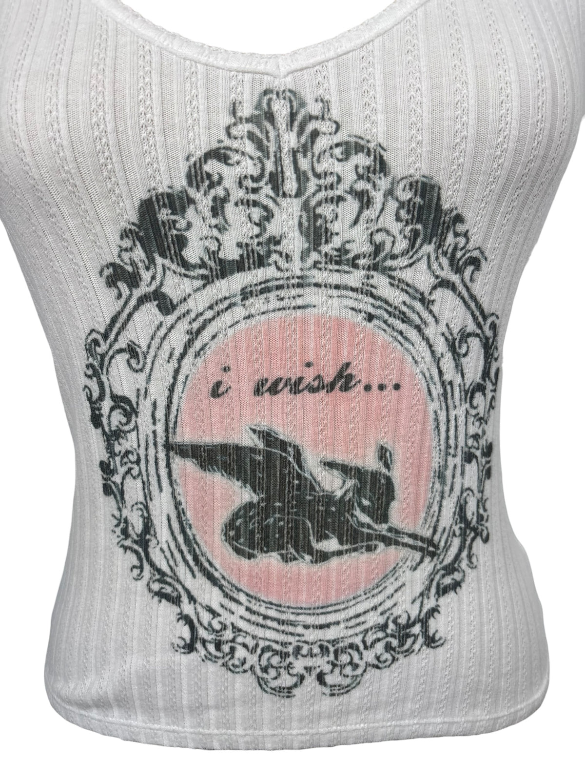 Wish Upon My Wings White Ribbed Tank - S/M