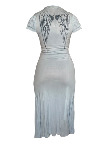 One Day I will Grow Wings Blue Nightgown - L