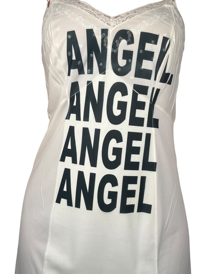 Studded Angel White Slip Dress - L