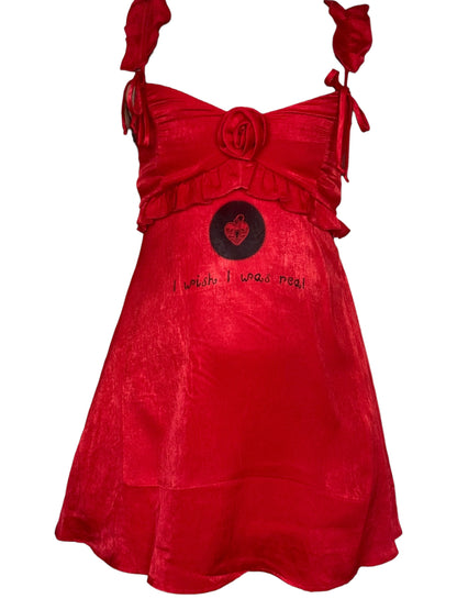 I Wish I was Real Red Rose Dress - XS