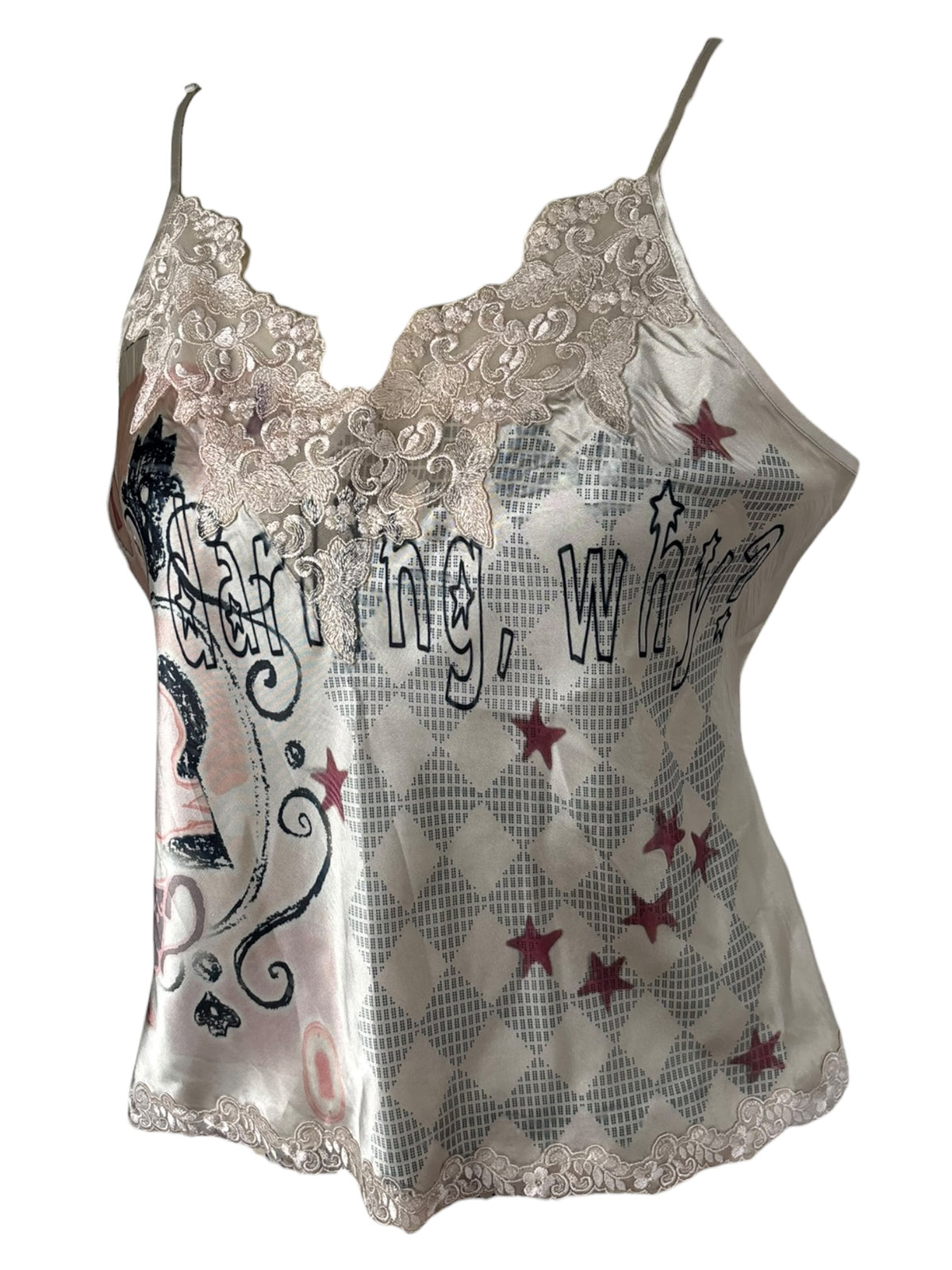 Darling Satin Ivory Slip Tank - XL