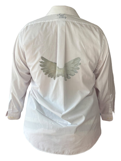 To Pray is to Beg White Button Up - 1X/2X