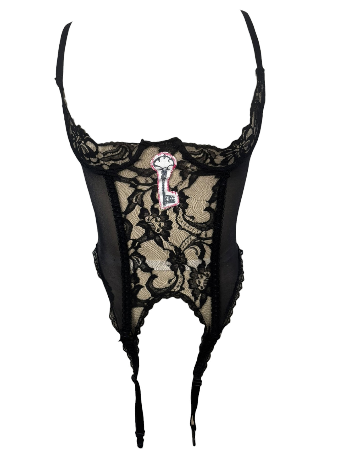 Key Black Fredericks Lingerie Garter Top - XXS