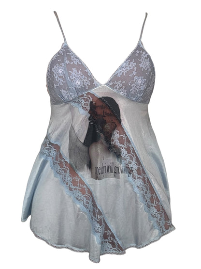 Silent Wings Blue Lace Babydoll Top - M/L