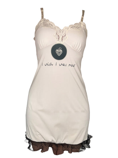 I Wish I Was Real Ivory Slip Dress - M