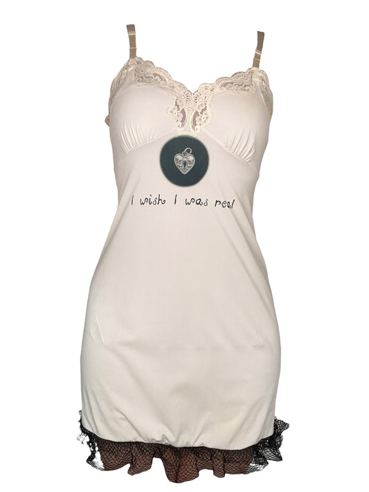 I Wish I Was Real Ivory Slip Dress - M