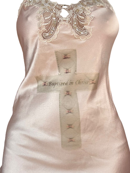 Baptized in Christ Pink Slip Dress - M