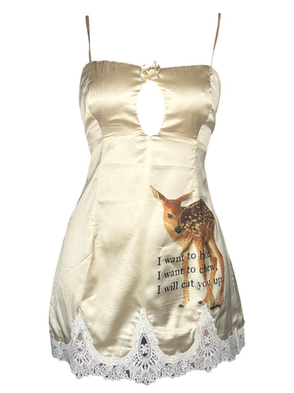 Eat You Up, Deer Ivory Mini Dress - XL