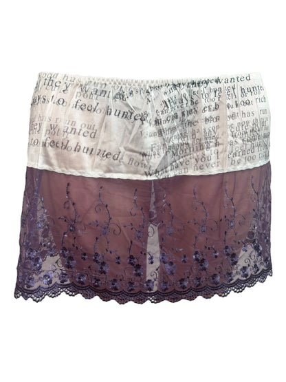 Words Have Run Out Purple Lace Mini Slip Skirt - L/XL