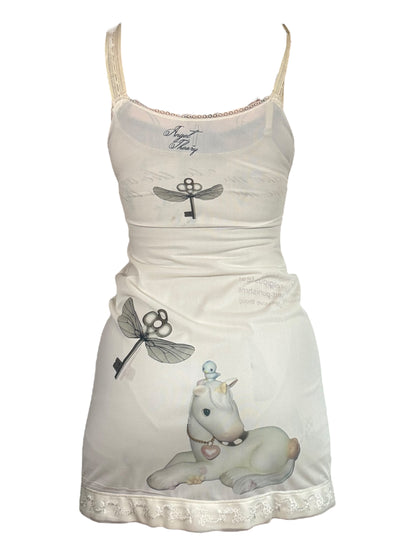 Unicorn Visions White Mini Slip Dress - S/M