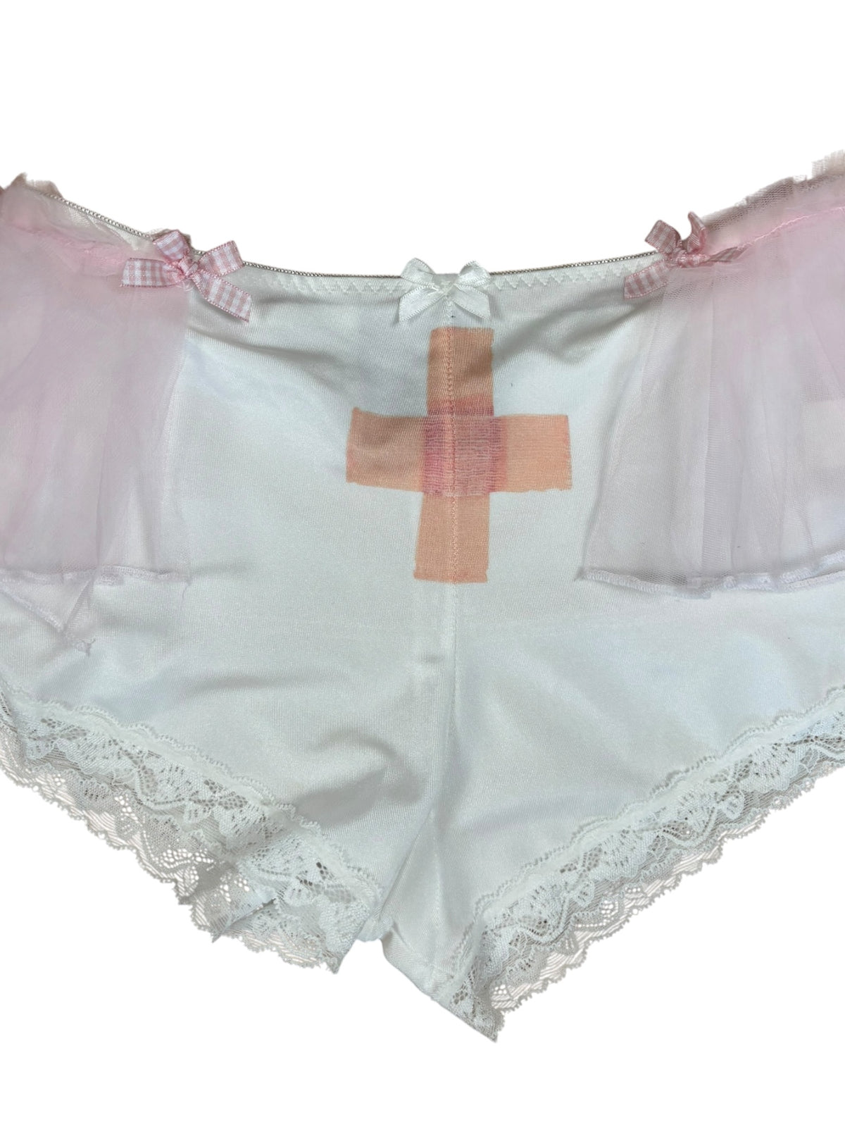Bandaid Over a Bullethole White Micro Shorts - S/M